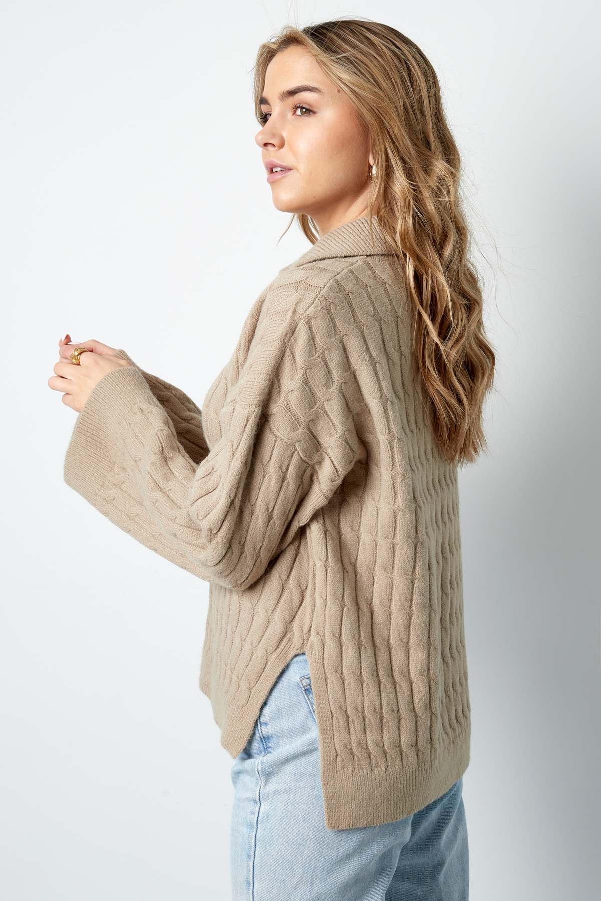 Comfy cable knit sweater - off-white h5 Picture5